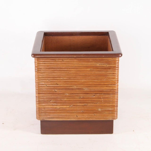 Vintage Rattan and Wood Planter, 1970s For Sale - Image 12 of 13