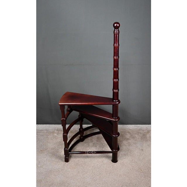Wood Library Staircase in Stained Beech, 1900s For Sale - Image 7 of 15