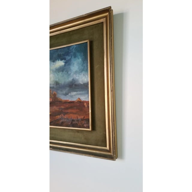 1970 Vintage Lulu Windmill Countryside Landscape Painting For Sale - Image 9 of 11