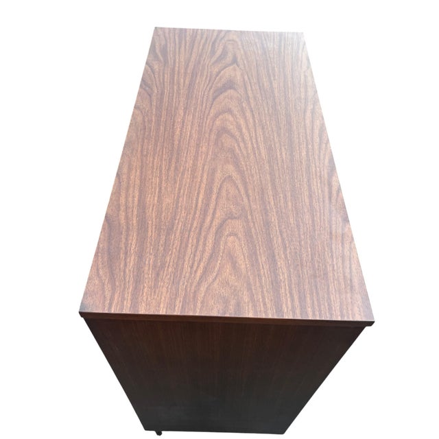 Brown Mid Century Modern Diamond Geometric Design Highboy Dresser Chest For Sale - Image 8 of 14
