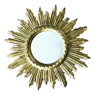 Mid-Century Italian Giltwood Sunburst Mirror, 1960s For Sale