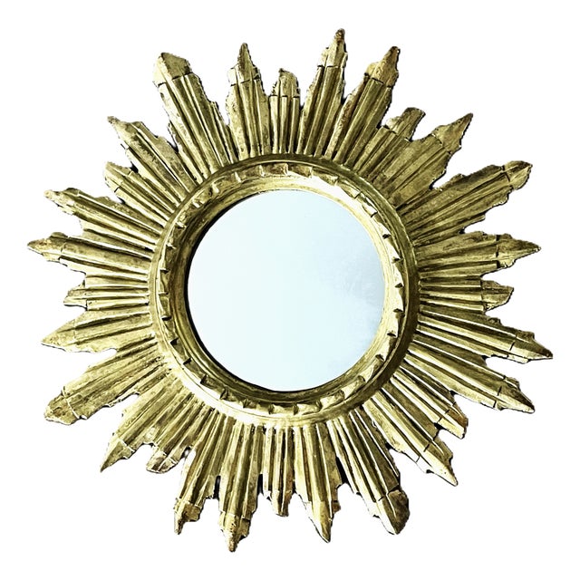 Mid-Century Italian Giltwood Sunburst Mirror, 1960s For Sale