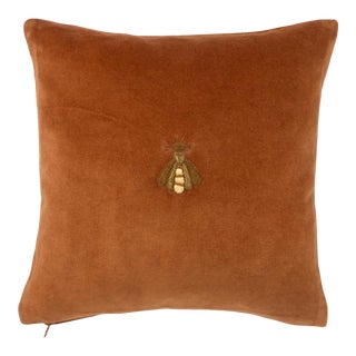 Chouchou Touch Golden Bee Silk Velvet Throw Pillow Cover For Sale