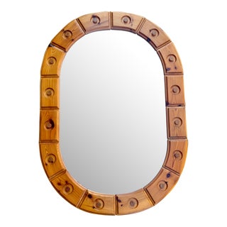 Swedish Pine Mirror, 1970s For Sale