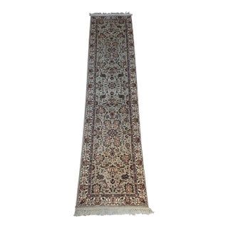 Vintage 1990s Ivory Floral Tabriz-Style Runner Rug – 2’3” X 10’ For Sale