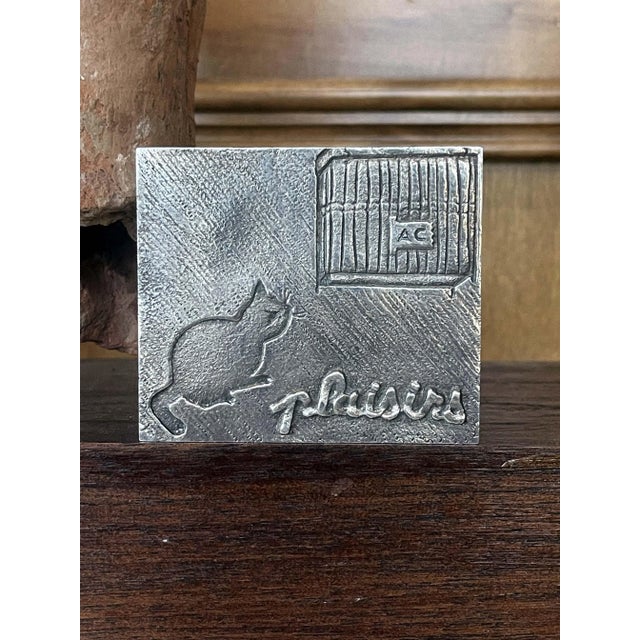 1940s 1940s Line Vautrin French Silvered Bronze Paperweight For Sale - Image 5 of 13