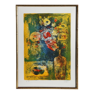 Flowers on Table, Signed Lithograph by Lebadang (Aka Hoi)