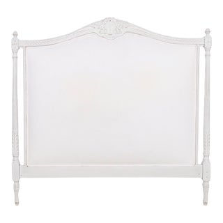 Louis XVI Style Upholstered Queen Size Headboard For Sale