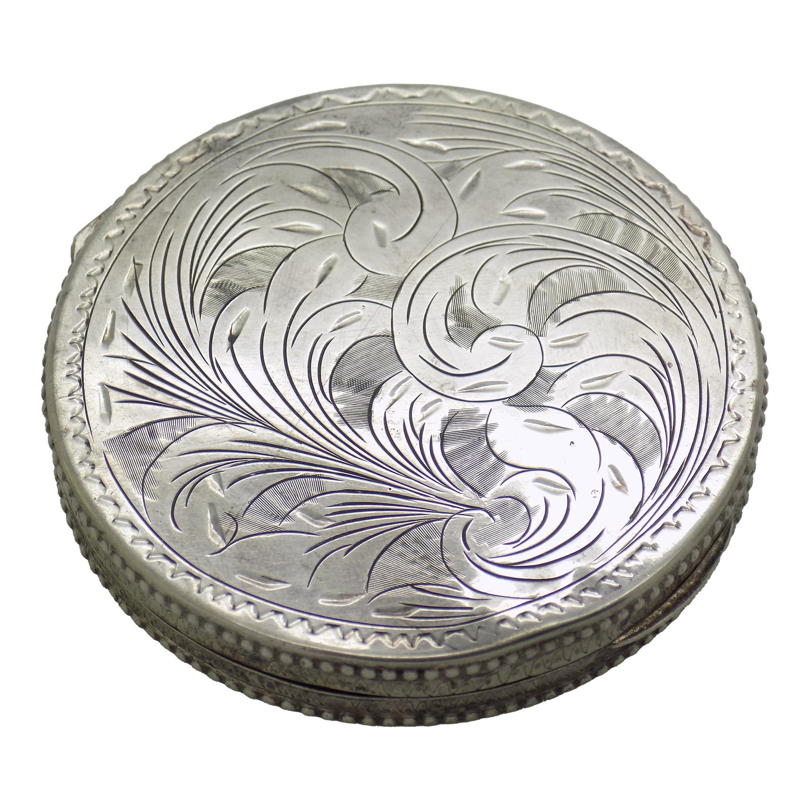 Vintage Italian Handmade Silver Powder Compact Chiseled Handmade Made ...
