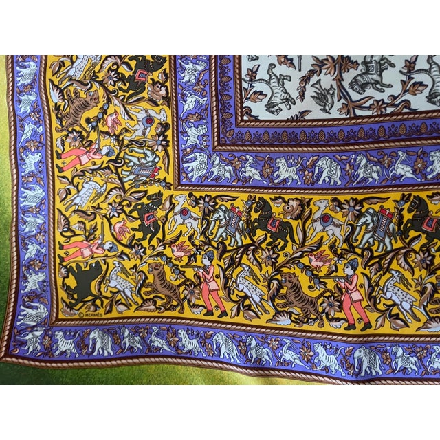 Hermès HERMES CHASSE en INDE Silk scarf Duchene Michel 2008 For Sale - Image 4 of 13