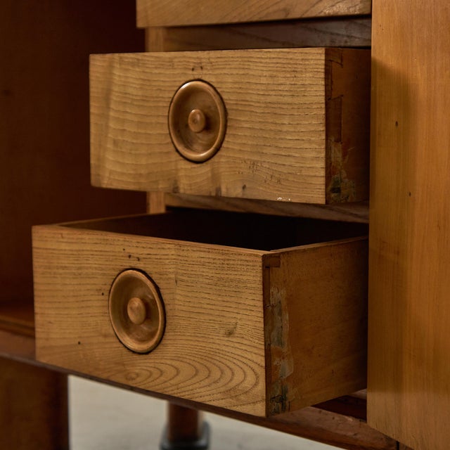 Vintage Oak Display Cabinet with Sliding Glass Panels, 1950s For Sale - Image 15 of 18