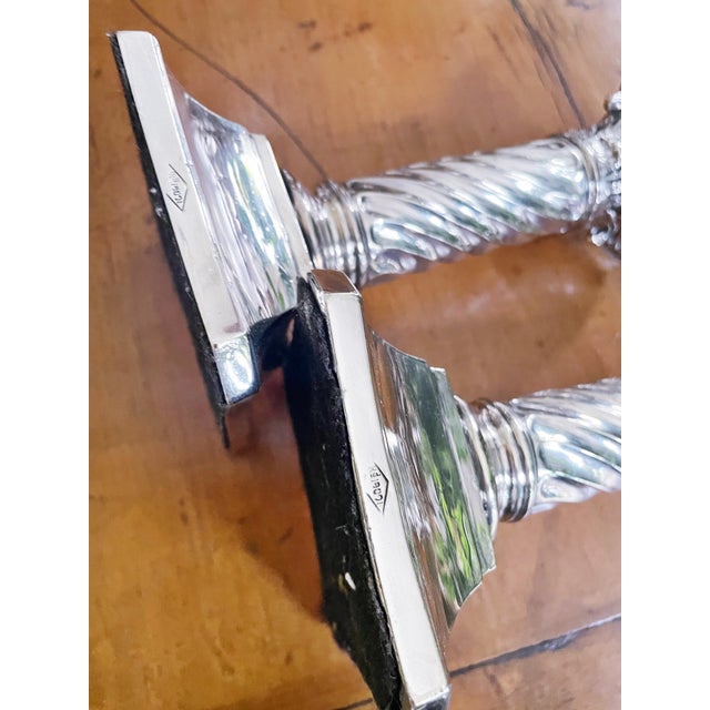 Pair of 1890 English Silver Plated Football Club Trophy Candlesticks For Sale - Image 4 of 8