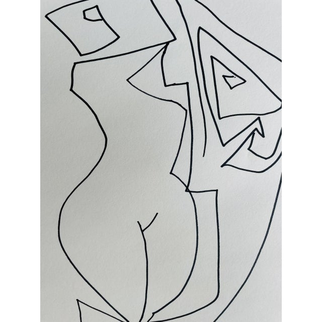 Post-Modern figurative drawing by Erik Sulander in Ink on paper, 9x12, signed, framed.