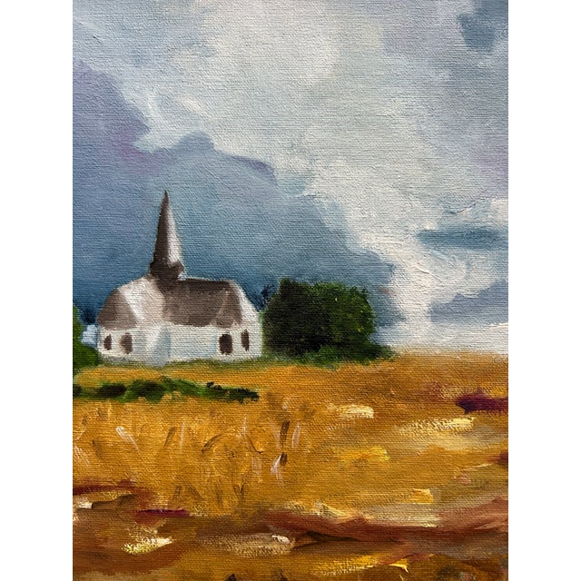 Original Impressionist Oil Painting New England Landscape With Church For Sale In Philadelphia - Image 6 of 7