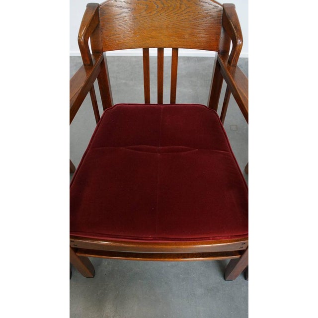 Brown Art Nouveau Dining Chairs with Luxurious Red Fabric Upholstery, Set of 4 For Sale - Image 8 of 18