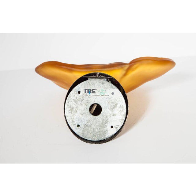 Amber Pair of Italian Art Nouveau Murano Glass Water Lily Sconces by Itre For Sale - Image 8 of 10