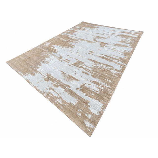 Contemporary Rh Kasir Wool & Silk Rug – 10' X 14' Wheat/Camel | Hand-Knotted Wool & Silk For Sale - Image 3 of 18