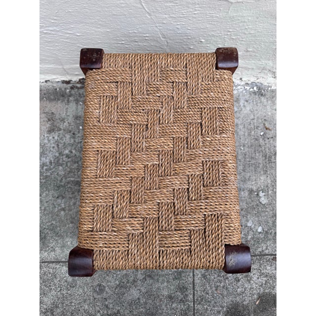 Adrien Audoux and Frida Minet French Mid-Century Rope Footstool, Audoux-Minet Style — C. 1950s–60s For Sale - Image 4 of 10