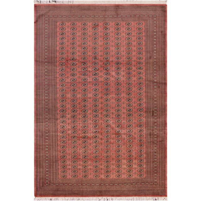 Rustic Bokhara Peach/Black Hand Knotted Wool Rug For Sale - Image 9 of 9