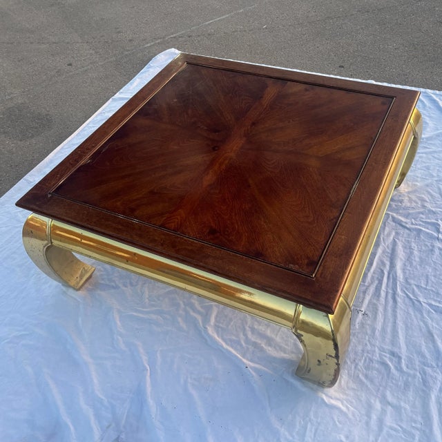 Asian Influenced Ming Legged Brass Coffee Table After Mastercraft For Sale - Image 9 of 13