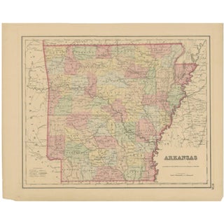 Arkansas Map by Colton, 1864 For Sale