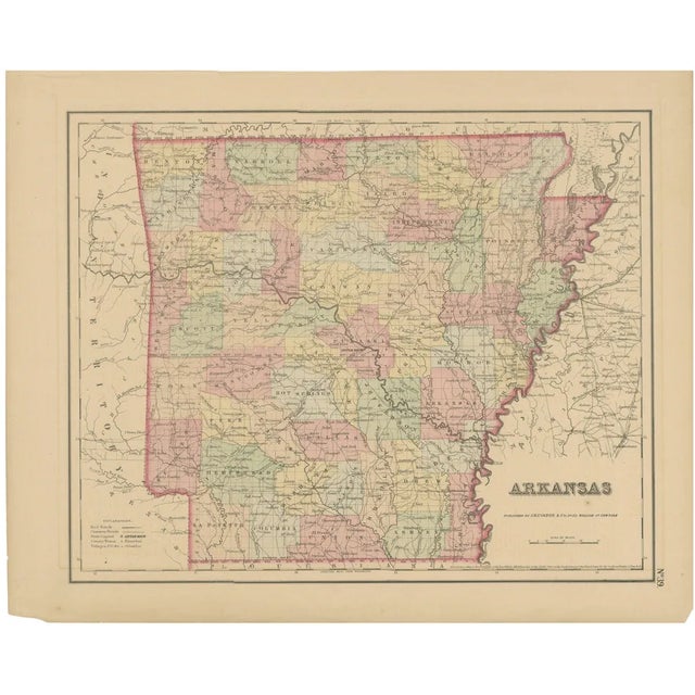 Arkansas Map by Colton, 1864 For Sale