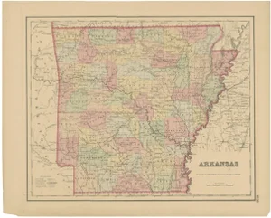 Arkansas Map by Colton, 1864