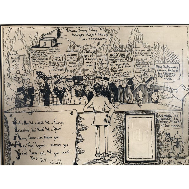 Vintage Framed Pen Drawn Cartoon by "Ole Olsen" from comedians "Olsen & Johnson". $ This original pen-drawn cartoon...