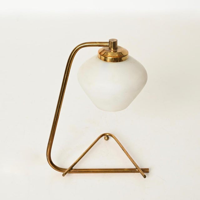 Metal Italian Brass and Opaline Glass Table Lamps from Stilnovo, Italy, 1950s, Set of 2 For Sale - Image 7 of 17