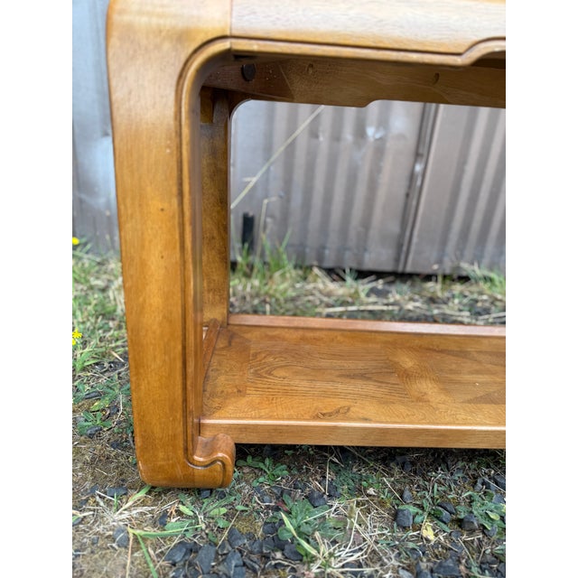 James Mont Burlwood and Smoked Glass Couch/Trestle Table Attributed to Schnadig Intl and James Mont For Sale - Image 4 of 12