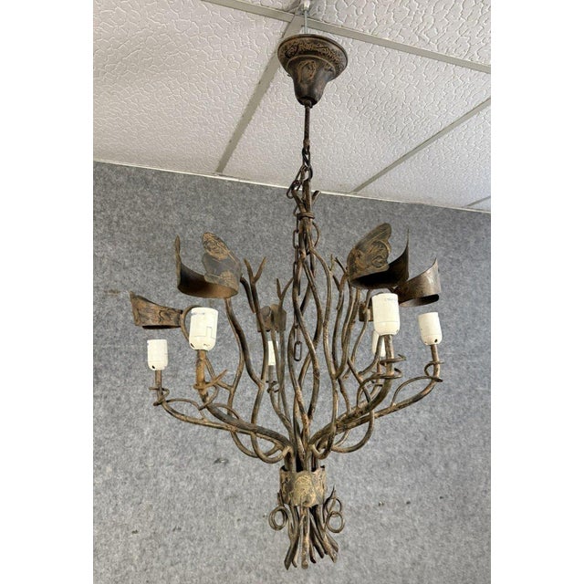Vintage Iron Chandelier with Rust Patina, 1980s For Sale - Image 6 of 7