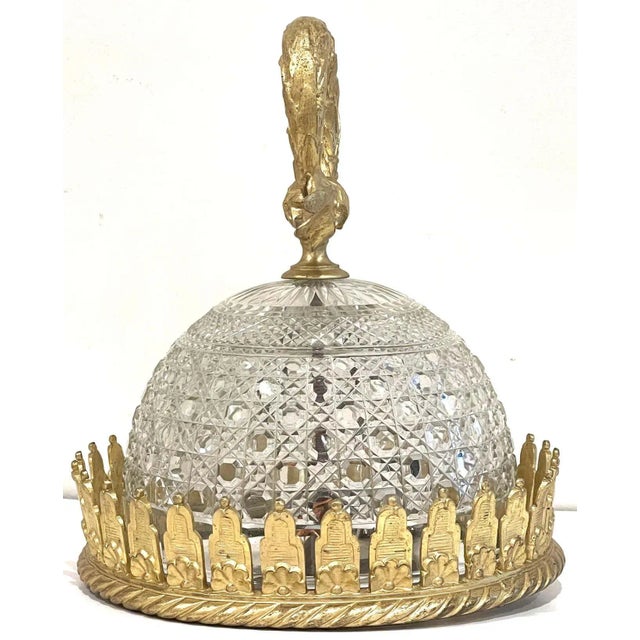 Neoclassical Early 20th Century Antique French Ormolu Mounted Baccarat 'Atrib.' Crystal Flush Mount Chandelier For Sale - Image 3 of 13