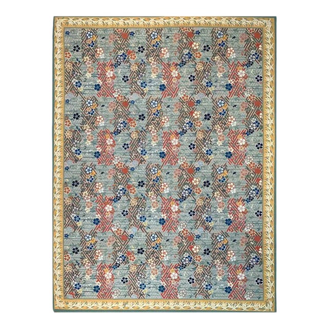 Handwoven Japanese Style Aubusson Area Rug 9’0″ X 12’0″ For Sale