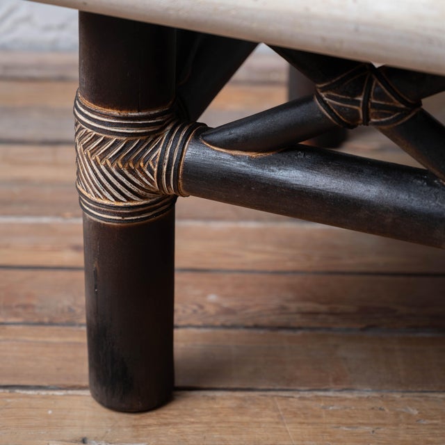 Japanese Shou Sugi Ban Bamboo and Stone Coffee Table, 1980s For Sale - Image 3 of 18