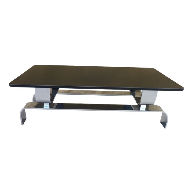 Coffee Table in Wood and Steel, 1970s For Sale