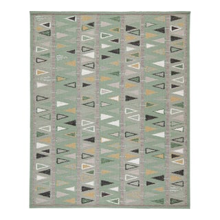 Swedish Geometric Rug by Celerie Kemble for Chairish in Sage, 4'x6' For Sale