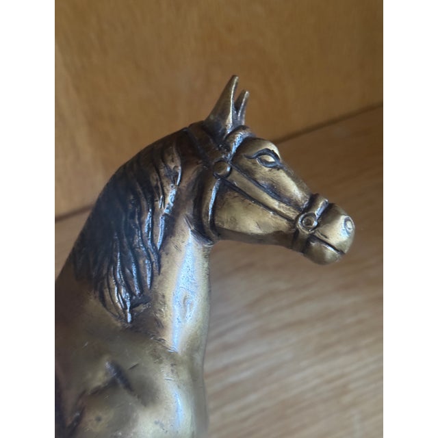 Mid 20th Century Brass Prancing Horse Sculpture For Sale - Image 4 of 8