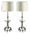 Postmodern Silvered and Aged Metal Table Lamps - A Pair For Sale