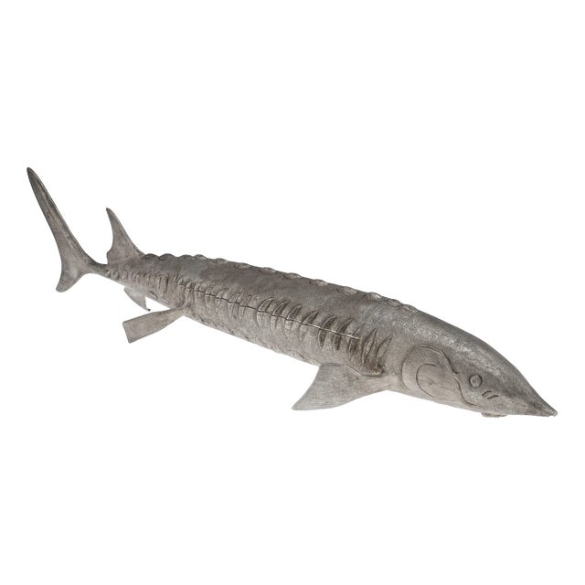 20th Century Elizabeth II Silver Sturgeon-Form Caviar Server from Asprey & Co, 1965, Set of 2 For Sale