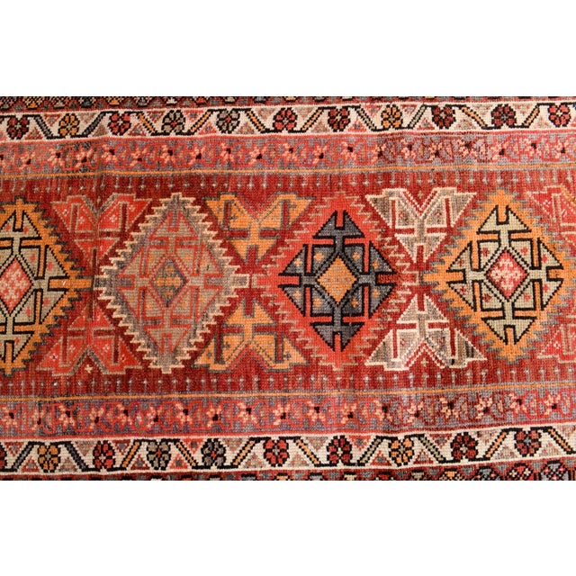 Textile 1970s Vintage Handmade Wool Cotton Orange Runner Rug For Sale - Image 7 of 11