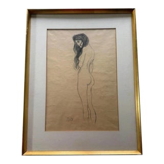 1910s Standing Female Nude, Pencil, Signed – Gustav Klimt For Sale