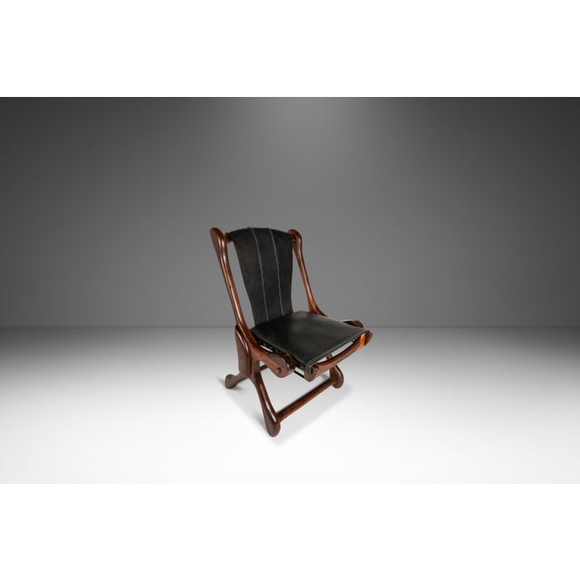 Set of Two ( 2 ) Rare Mid-Century Modern "Sloucher" Sling Chairs in Rosewood & Leather by Don S. Shoemaker for Señal Furniture, C. 1960s For Sale - Image 9 of 18