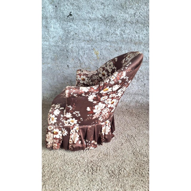 Antique Napoleon III Toadstool Lounge Chair with Floral Fabric, 1890s For Sale - Image 3 of 15