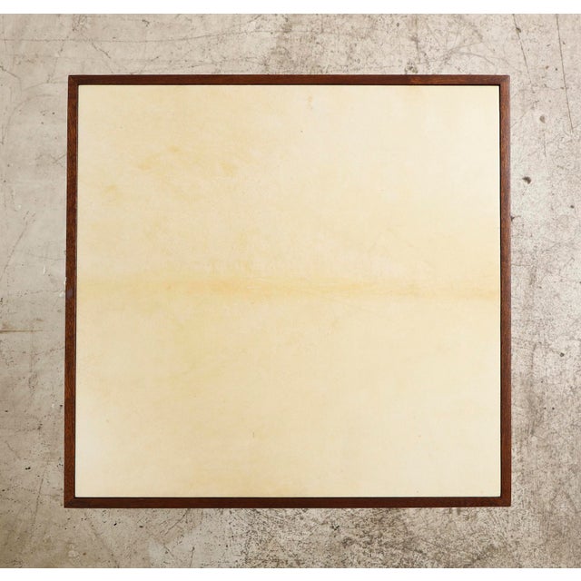 Bespoke Mahogany Parchment Top End Table With Central Drawer For Sale In New York - Image 6 of 7