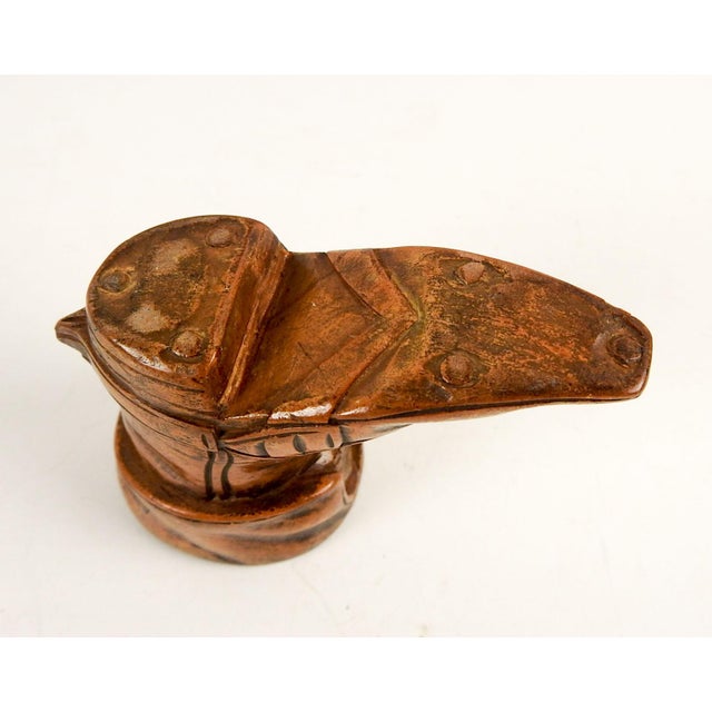 English Antique Hand Carved Wood Boot Match Holder Striker For Sale - Image 3 of 6