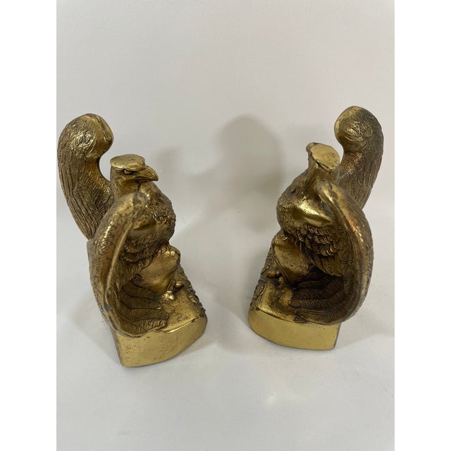Brass Mid 20th Century Brass Federal Style Eagle Bookends - A Pair For Sale - Image 8 of 18