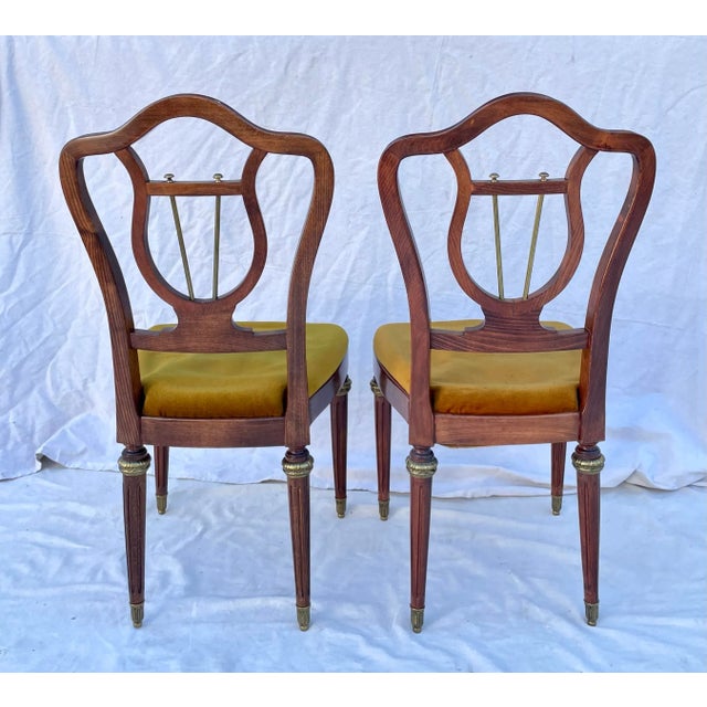 Vintage French Pair of Lyre Back Chairs With Cameo Embellishment For Sale - Image 9 of 12