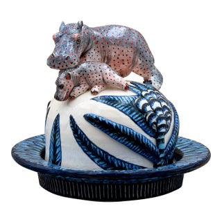 Contemporary Ardmore Ceramic Hippo Dish For Sale
