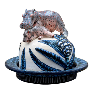 Contemporary Ardmore Ceramic Hippo Dish