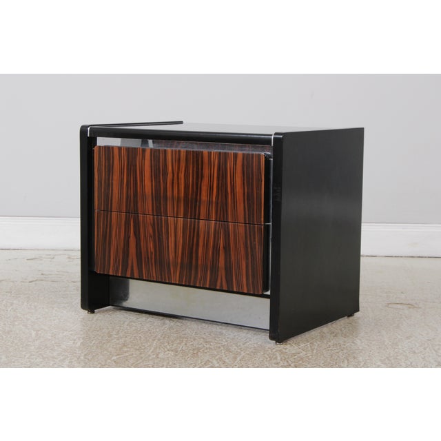 Wood Pair John Stuart Mid Century Modern Ebony & Chrome Nightstands For Sale - Image 7 of 14